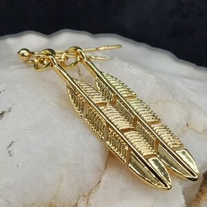 Lightweight Earrings 14K Gold Plated Minimalist Jewelry Bohemian Gold Feather